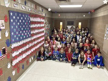 students celebrating veterans day