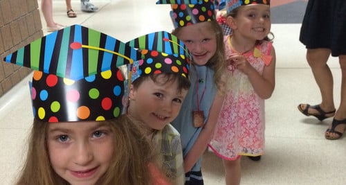 Elementary School Students with hats