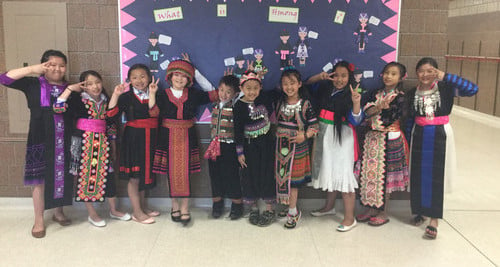 Elementary School Students celebrating the hmong new year